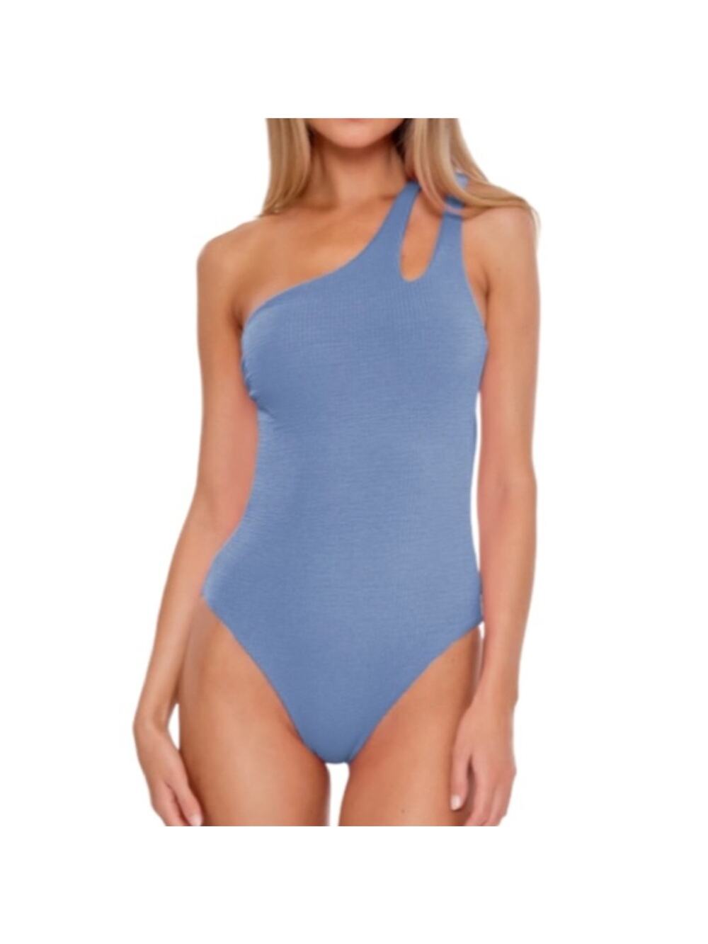 BECCA BY REBECCA VIRTUE Violet Asymmetrical One Piece Swimsuit L